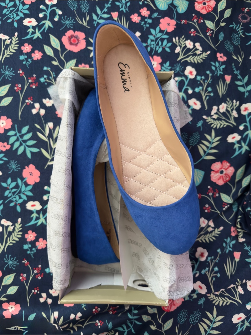 Simply Emma Royal Blue Suede Ballet Flats - Womens